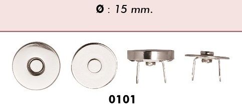 CIERRE IMAN 763116 15MM PLATEADO (UNIDAD)