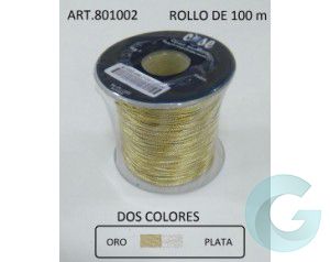 CORDON METALIZADO ORO/PLATA 801002  1MM  (METRO)