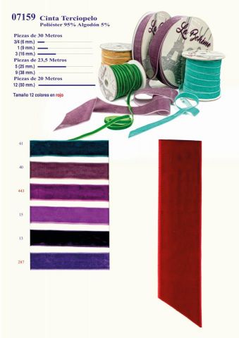 CINTA TERCIOPELO 7159  16MM (PIEZA DE 30 METROS)