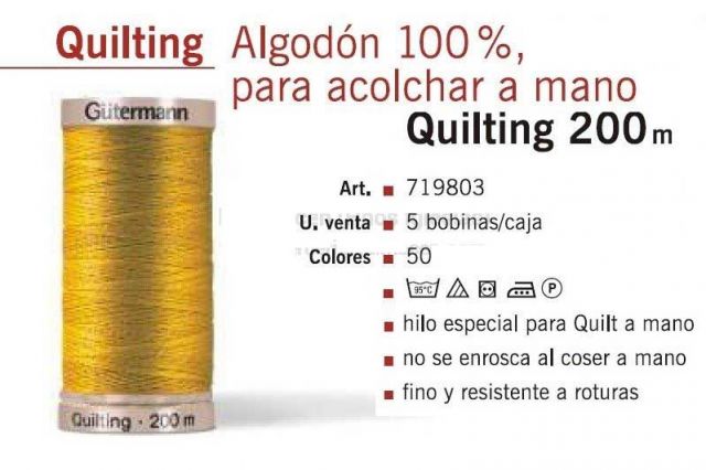 BOBINA QUILTINNG ALGODON 200 METROS 719803 (CAJA)