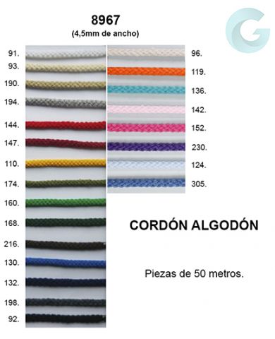 CORDON DEPORTE ALGODON 8967 (PIEZA 50 METROS)